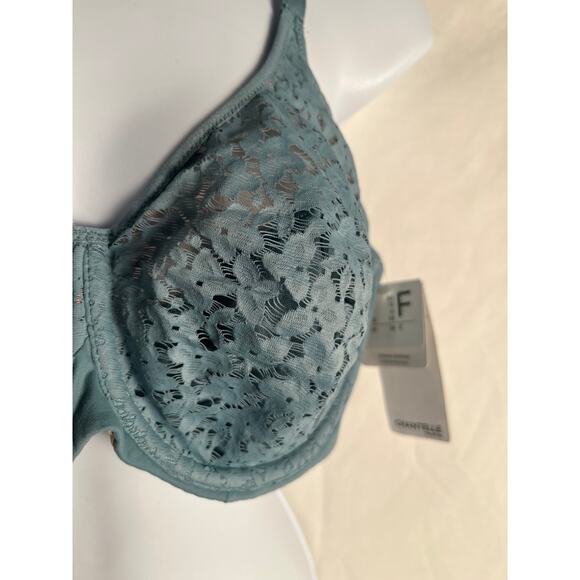 NWT Chantelle Lace Underwire Bra Blue Soft Floral Full Support Women’s 34F - Picture 2 of 4